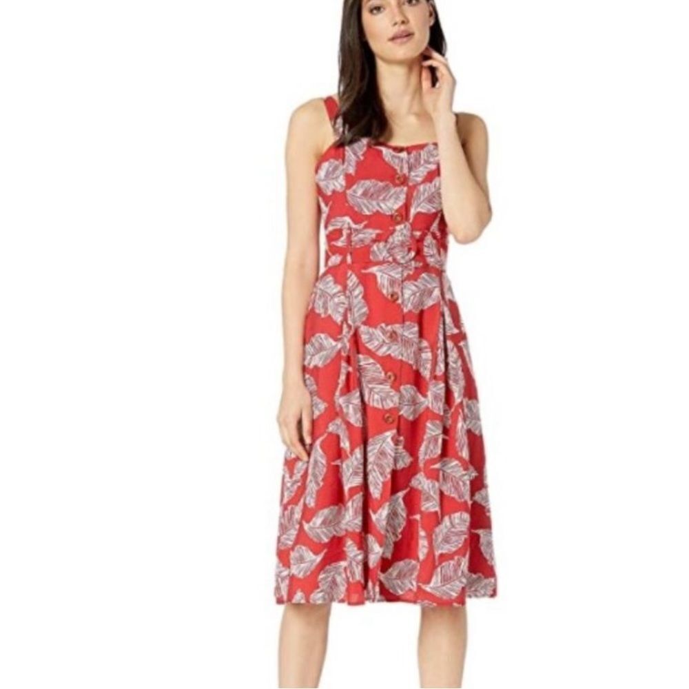J.O.A. Button Front Midi Red Dress nwt